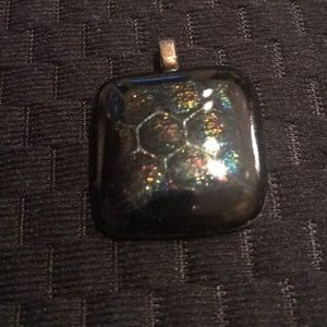Shimmering Black Glass Bead Pendant